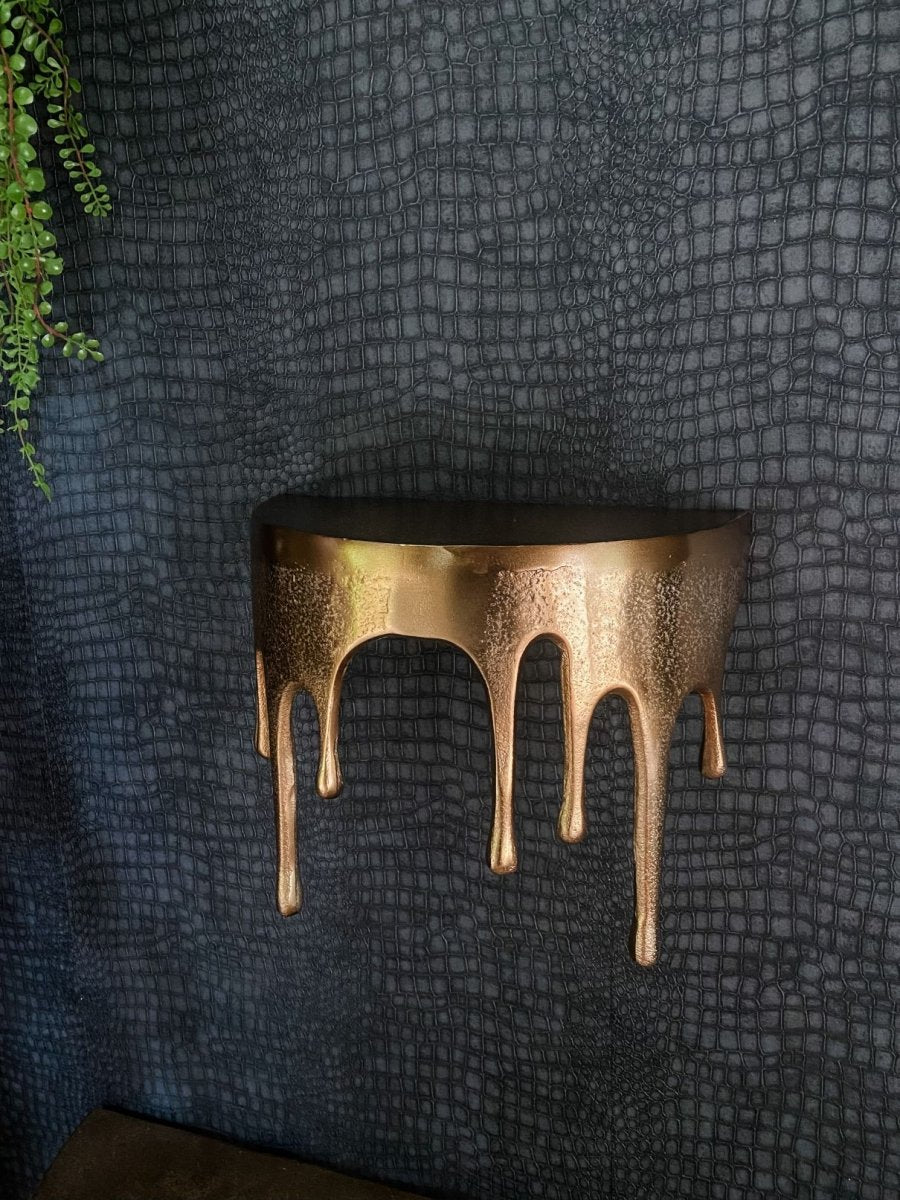 Gold Drip Oval Metal Wall Shelf | Small - Punk & Poodle