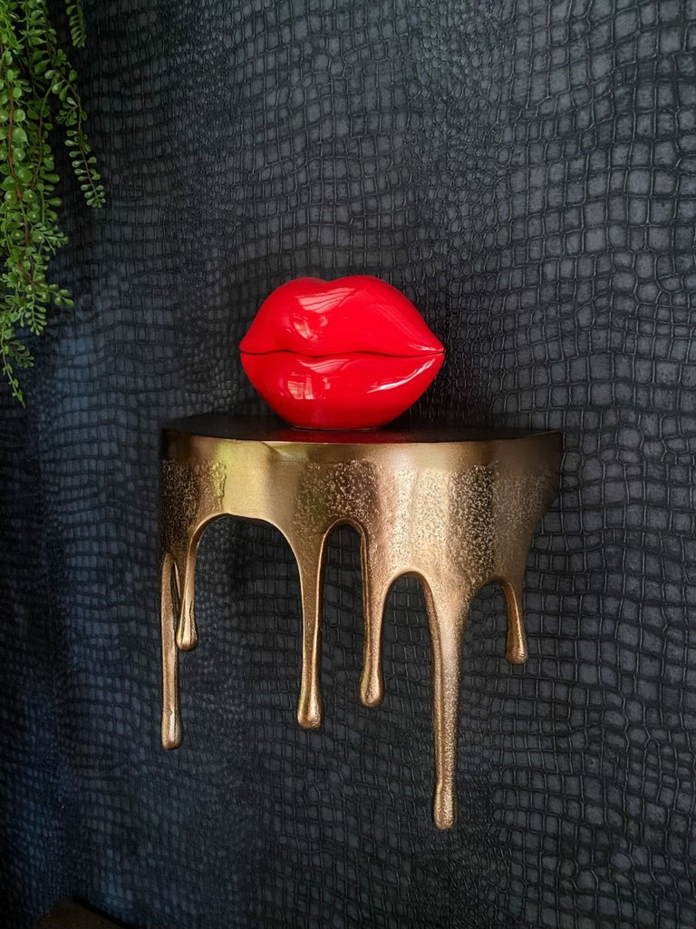 Gold Drip Oval Metal Wall Shelf | Small - Punk & Poodle