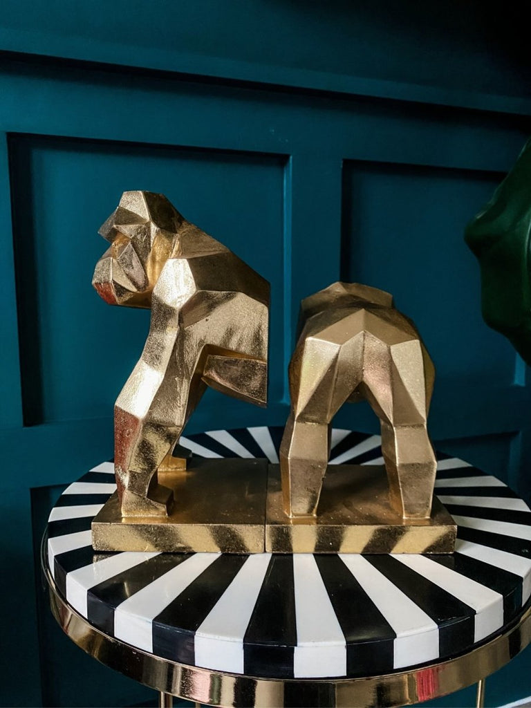 Gold Gorilla Geometric Bookends - Punk & Poodle