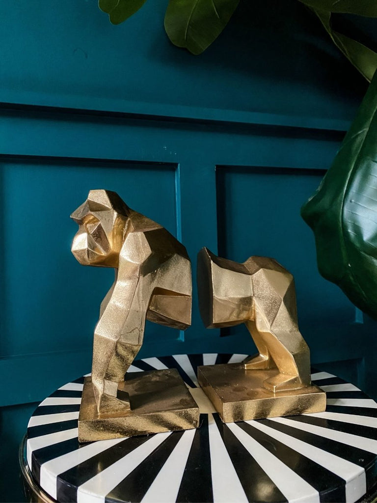 Gold Gorilla Geometric Bookends Punk & Poodle