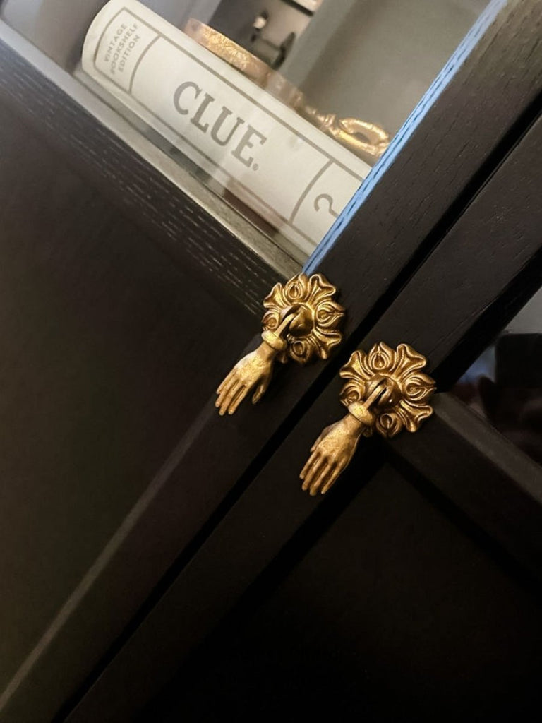 Gold Gypsy Hands Pendant Drawer Knob | Pair - Punk & Poodle