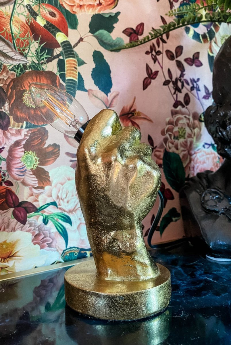 Gold "Hand Held" Table Lamp - Punk & Poodle