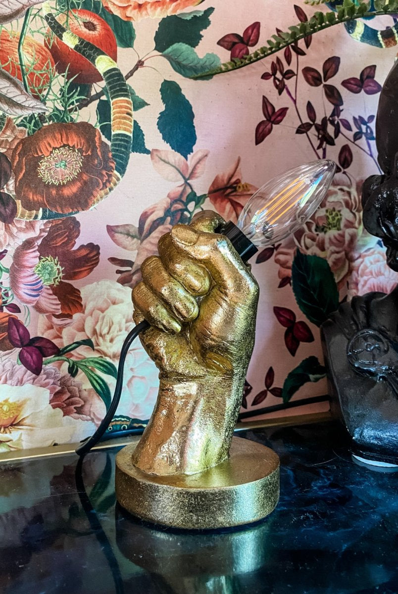 Gold "Hand Held" Table Lamp - Punk & Poodle