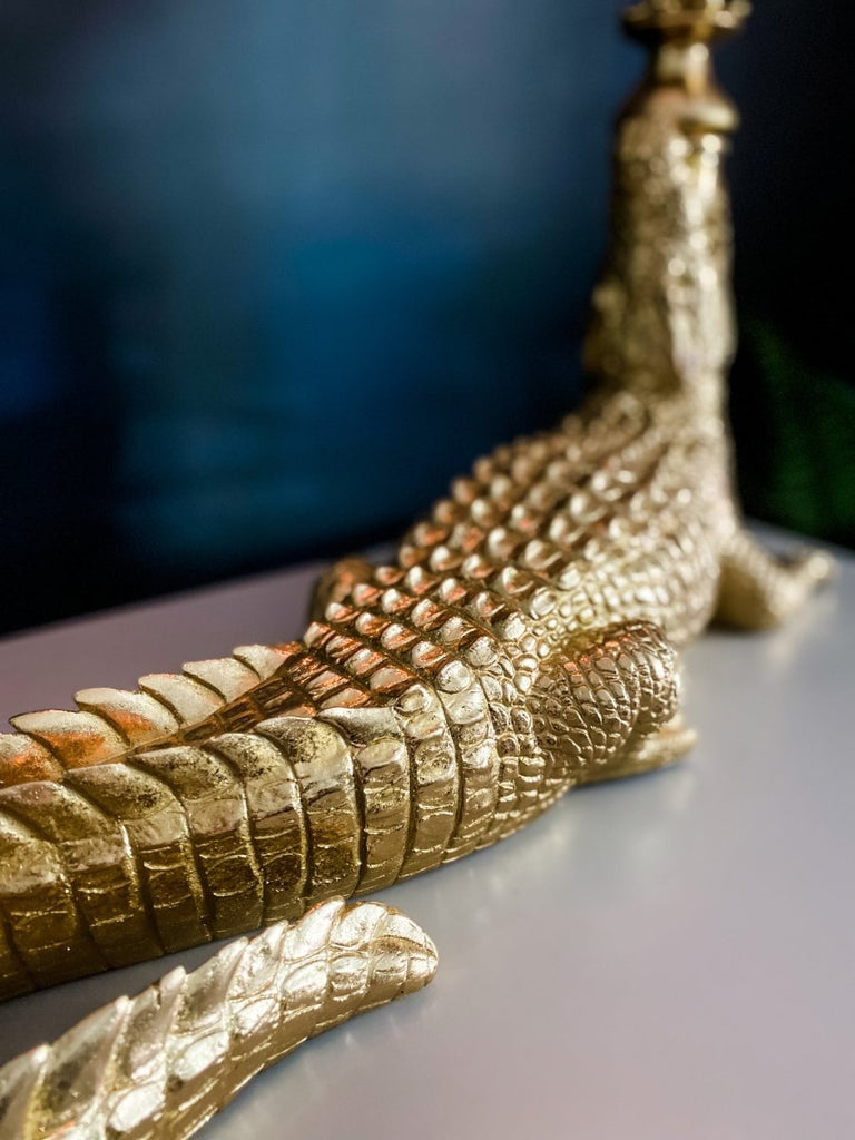 Gold Large Crocodile Candelabra - Punk & Poodle