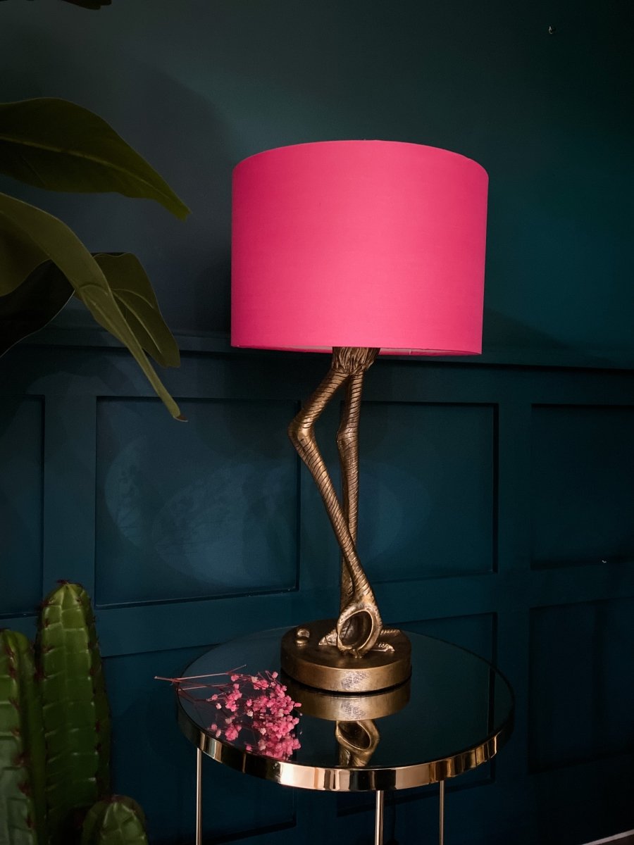 Gold Leggy Flamingo Table Lamp | Pink Shade - Punk & Poodle