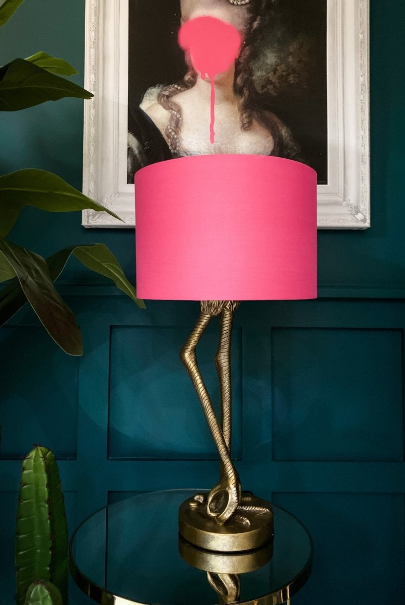 Gold Leggy Flamingo Table Lamp | Pink Shade - Punk & Poodle