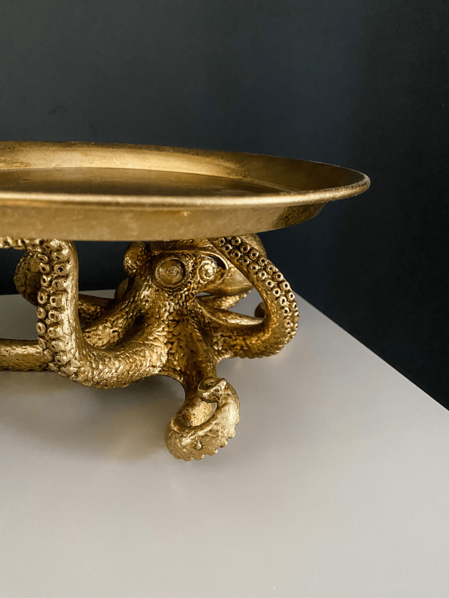 Gold Octopus Holding Plate Tray - Punk & Poodle