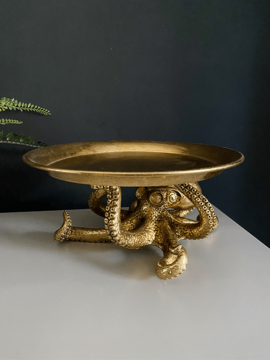 Gold Octopus Holding Plate Tray - Punk & Poodle