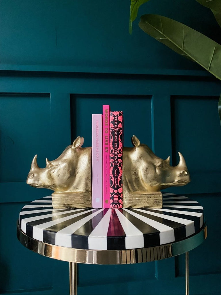 Gold Rhino Bookends - Punk & Poodle