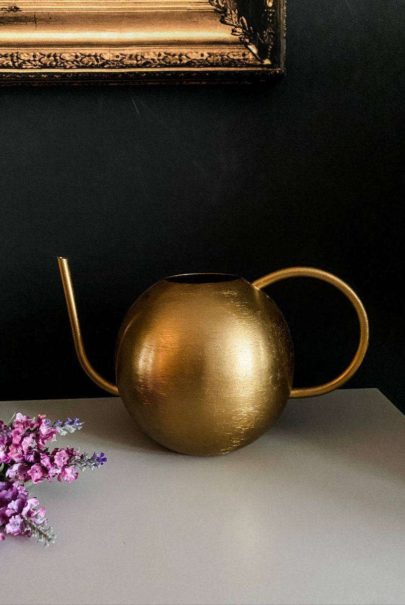 Gold Vintage Style Round Watering Can - Punk & Poodle
