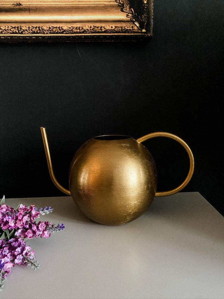 Gold Vintage Style Round Watering Can - Punk & Poodle