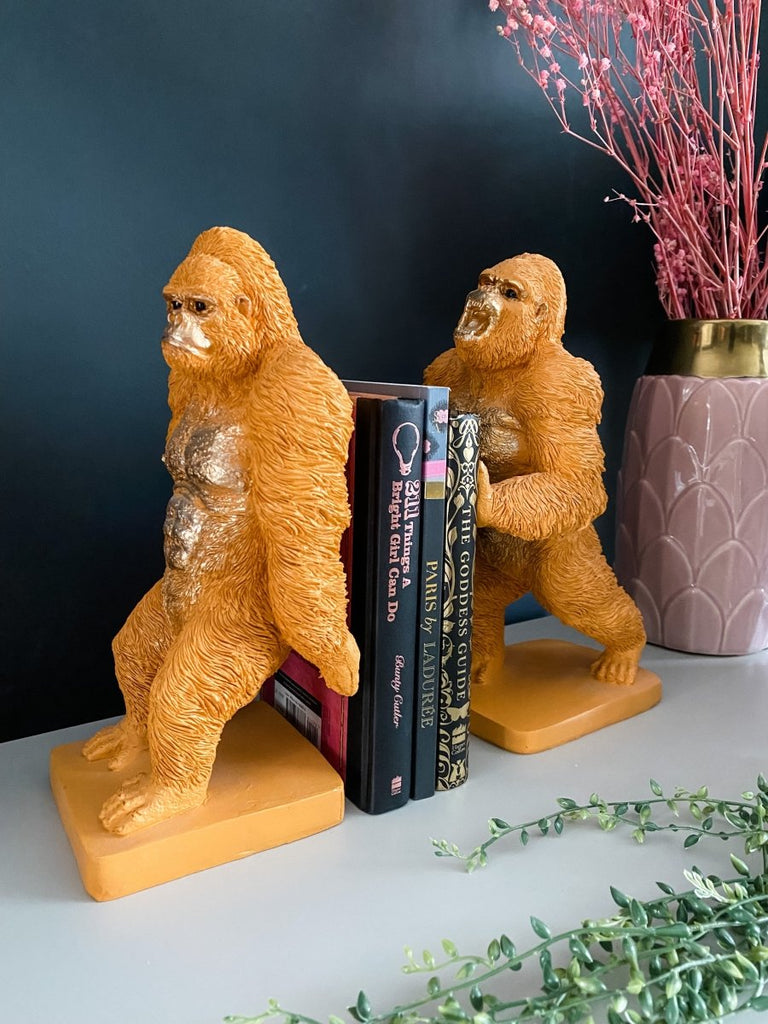 Gorilla Orange & Gold Bookends - Punk & Poodle