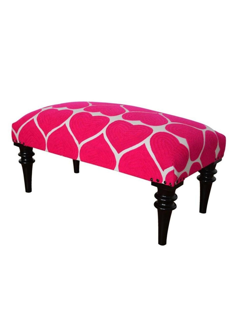 Hearts Upholstered Bench | Fuchsia Pink - Punk & Poodle