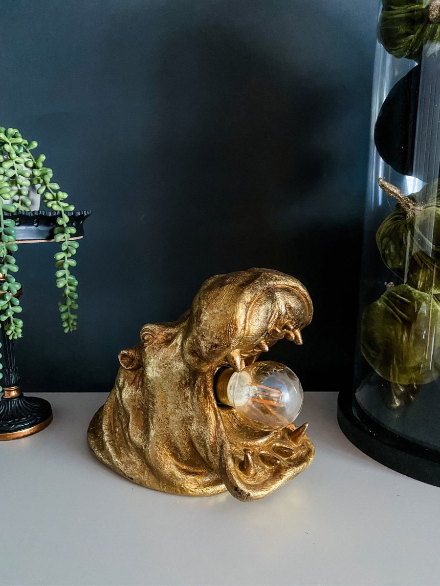 Hetta the Hippo Roaring Table Lamp | Antique Gold - Punk & Poodle