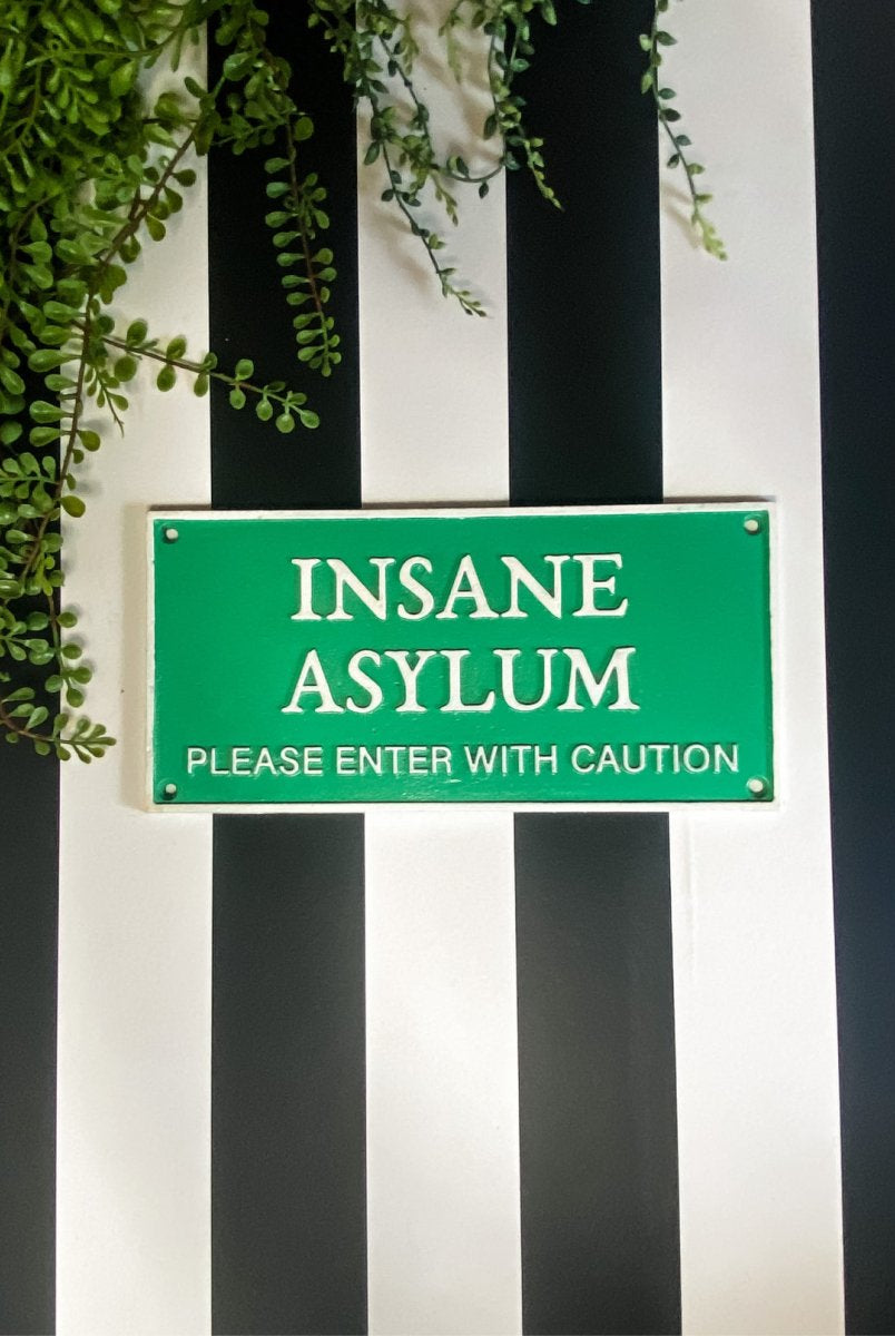 'Insane Asylum' Iron Wall Sign - Punk & Poodle