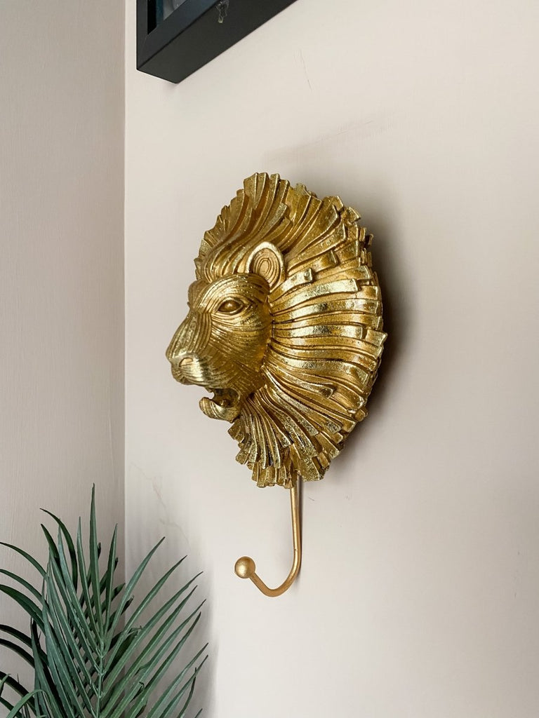 Large Gold Lion Wall Hook - Punk & Poodle