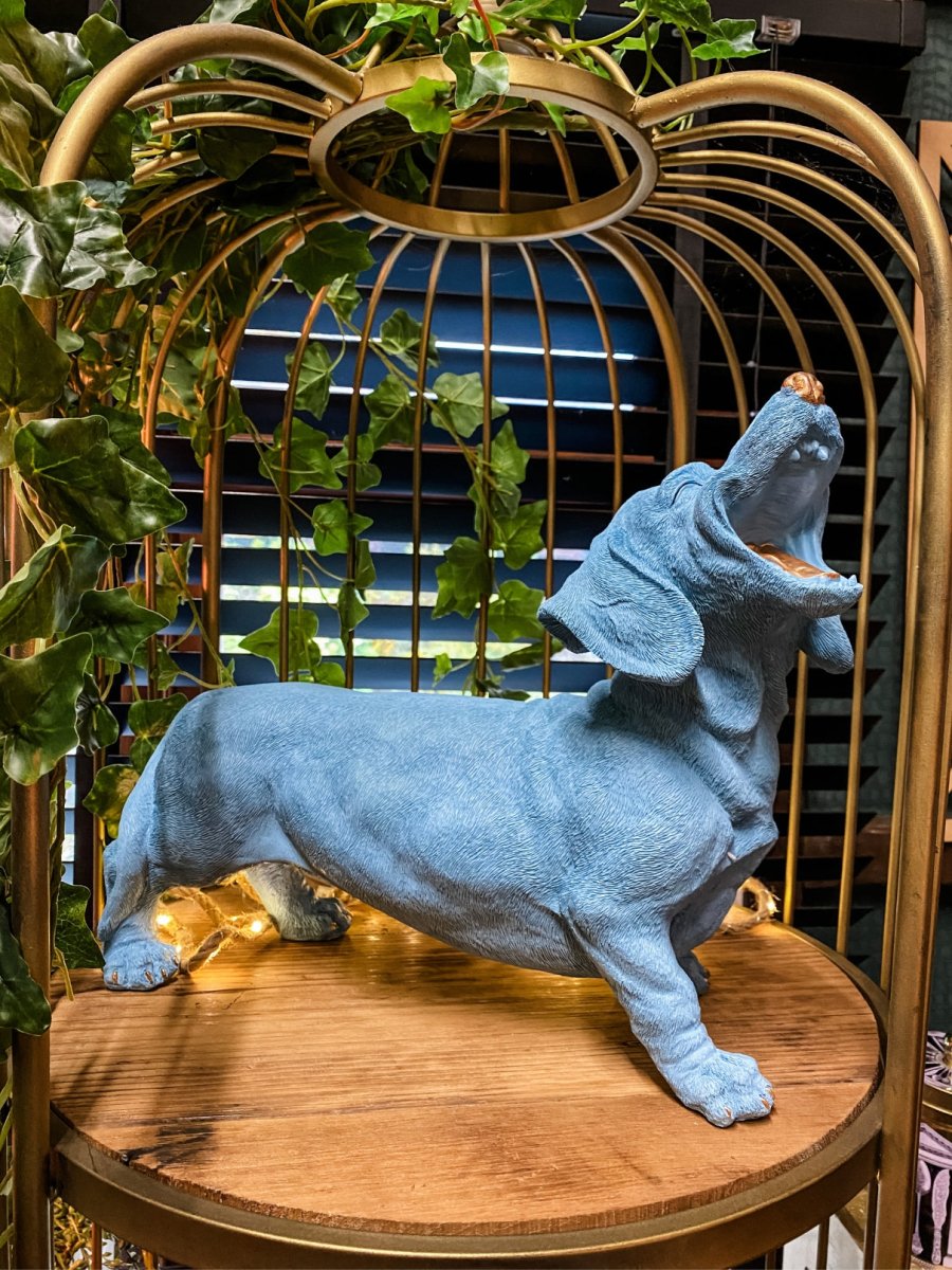 Laughing Dachshund Dog Statue | Pale Blue - Punk & Poodle