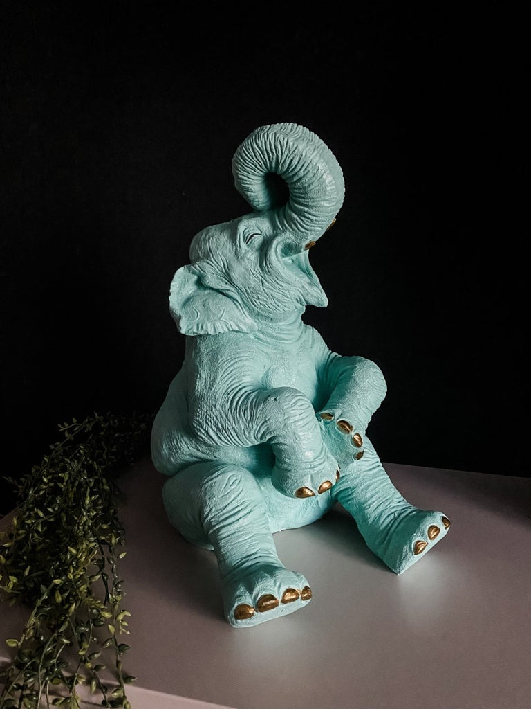 Laughing Elephant Statue | Pale Blue - Punk & Poodle