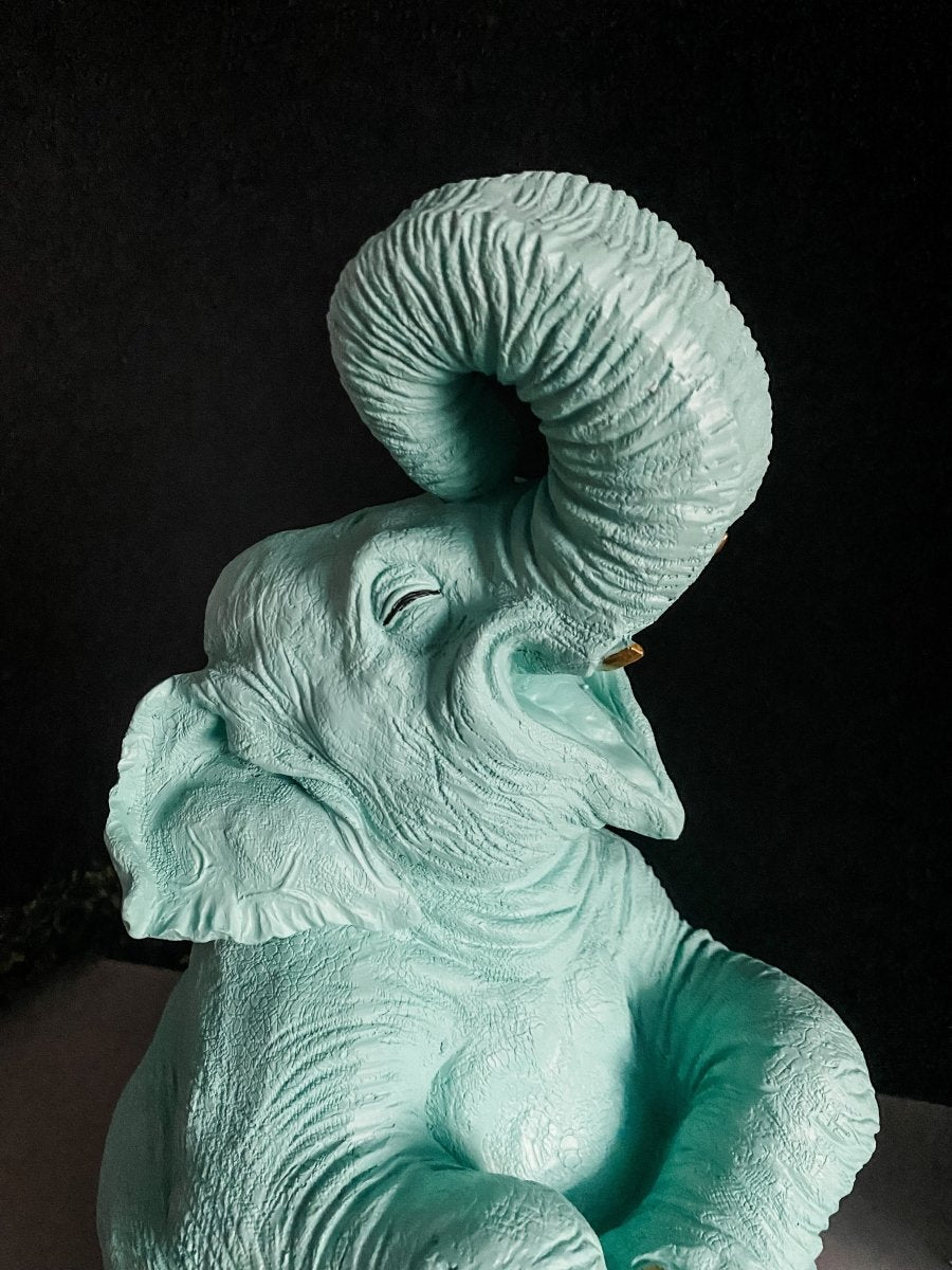 Laughing Elephant Statue | Pale Blue - Punk & Poodle