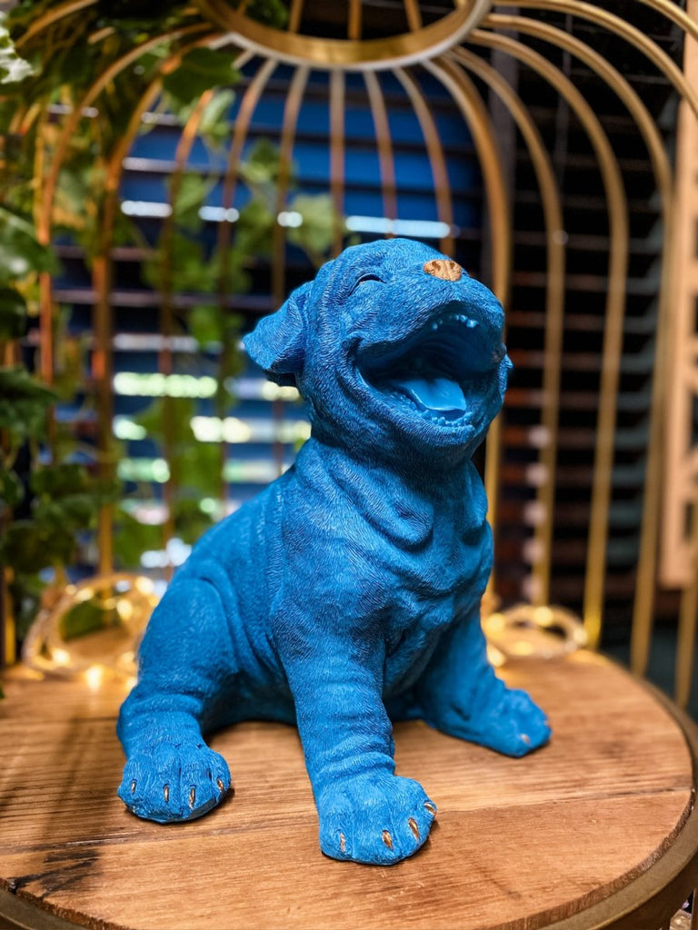 Laughing Puppy Dog Statue | Royal Blue - Punk & Poodle