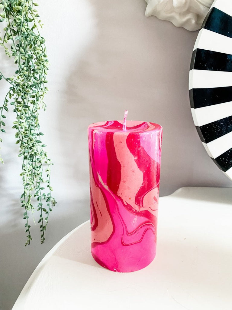 Marble Pillar Candle | Disco Inferno - Punk & Poodle
