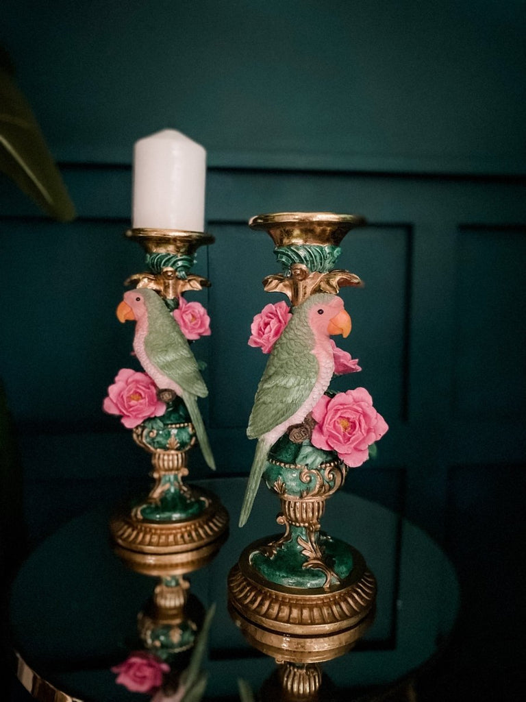 Ornate Parrot Candle Holders