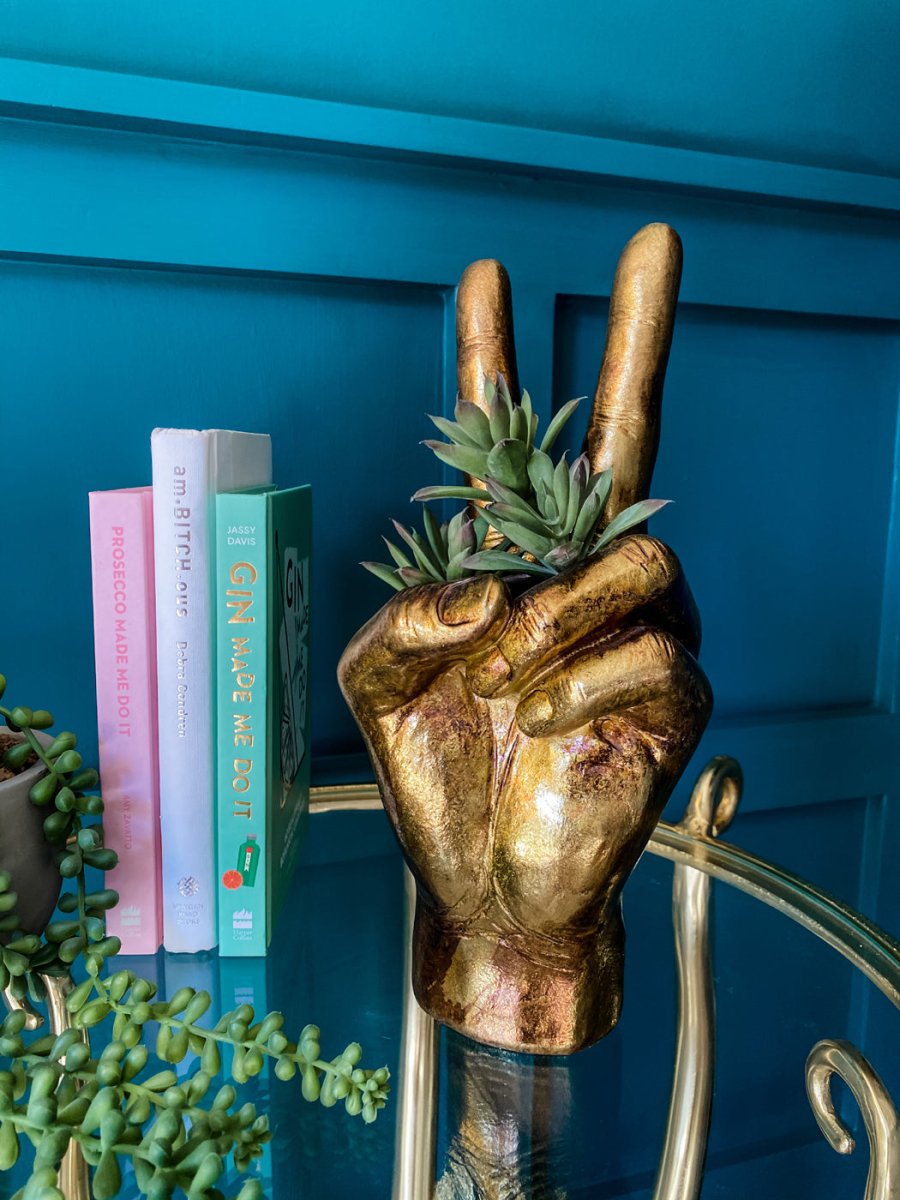 Peace Sign Hand Vase | Antique Gold - Punk & Poodle