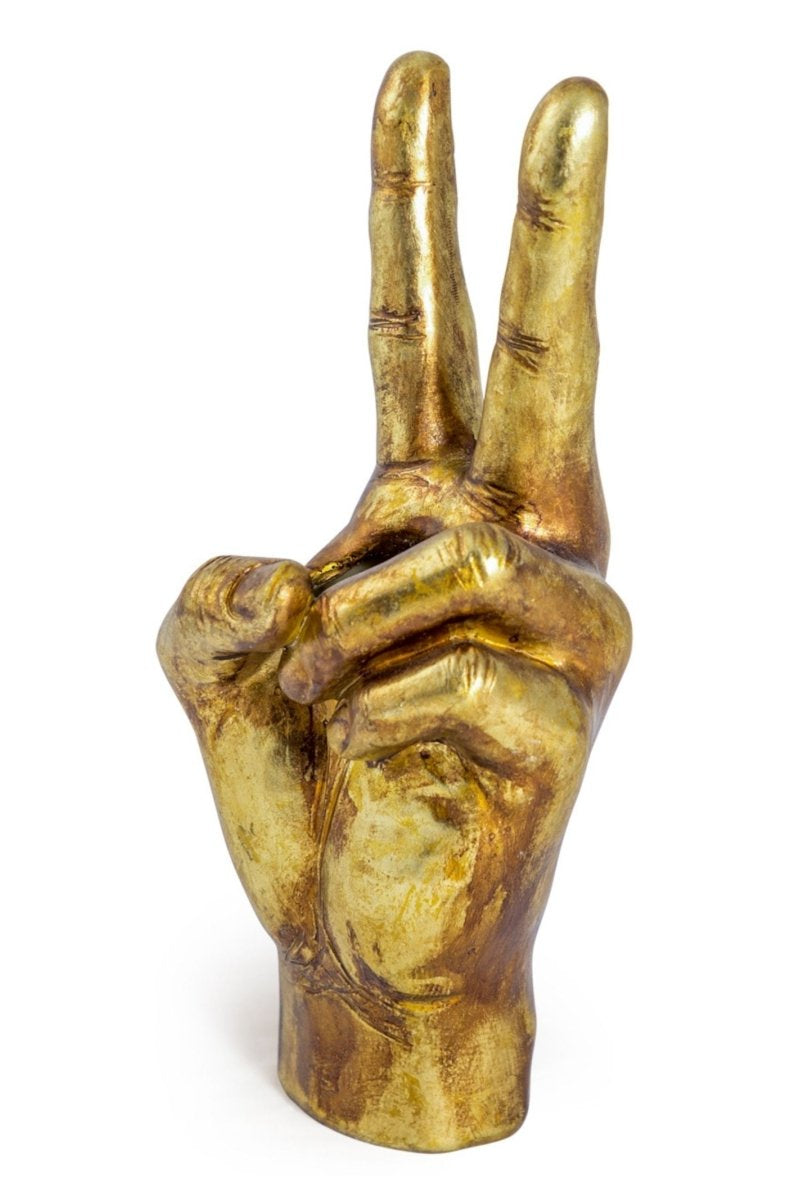 Peace Sign Hand Vase | Antique Gold - Punk & Poodle