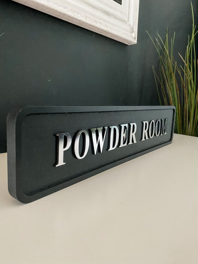 'Powder Room' Silver Foil Sign - Punk & Poodle