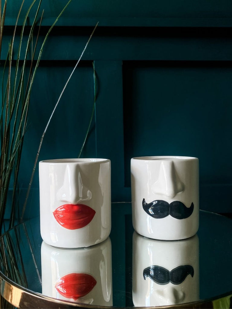 Set of 2 Mr & Mrs Ceramic Pots - Punk & Poodle