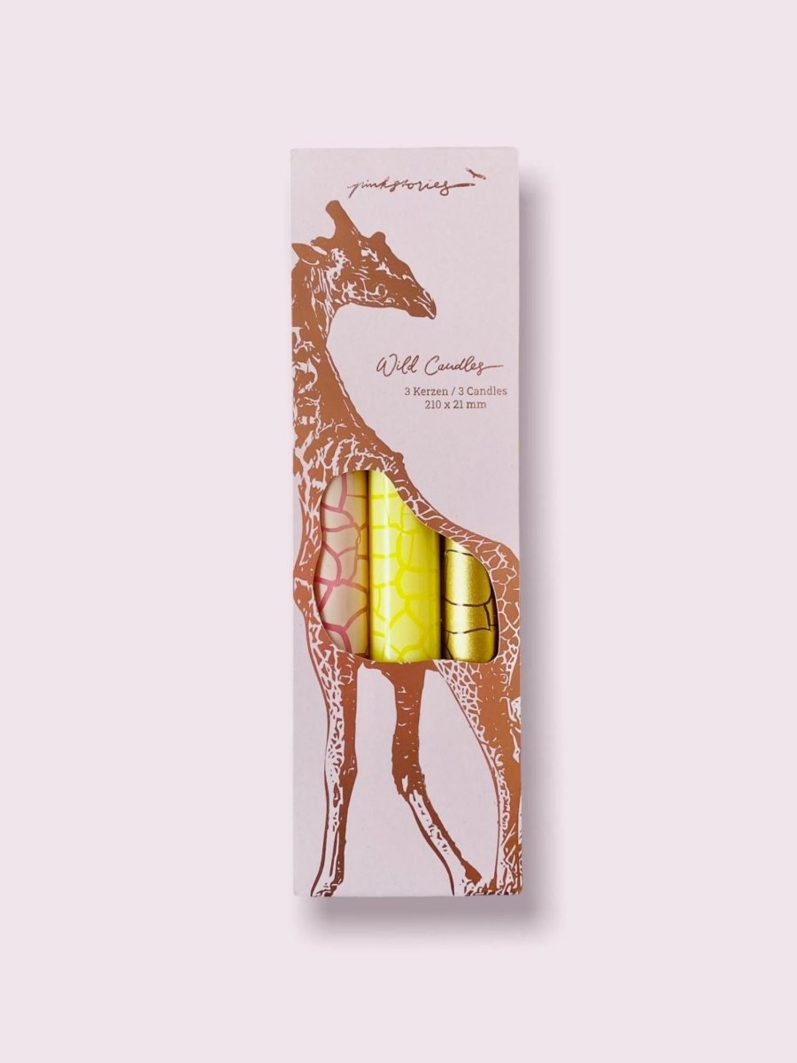 Set of 3 Animal Wild Dinner Candles | Giraffe - Punk & Poodle