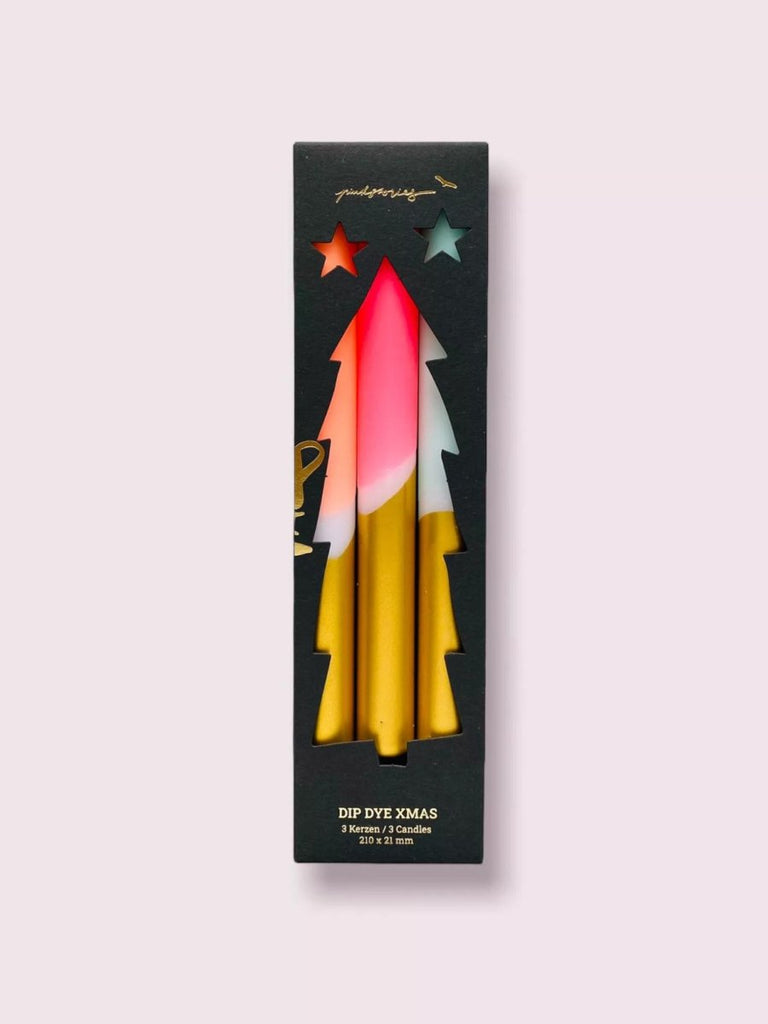Set of 3 Dip Dye Candles | Xmas Fireworks - Punk & Poodle