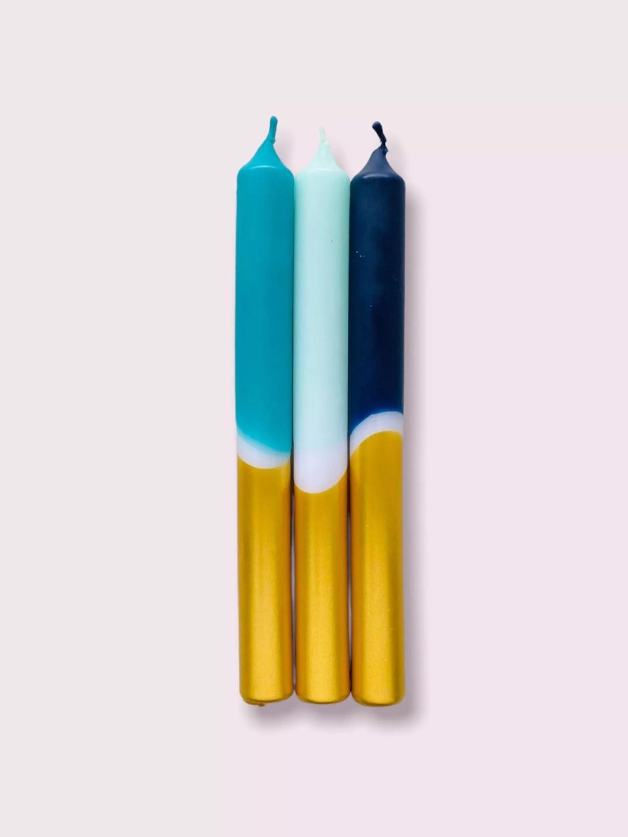 Set of 3 Dip Dye Candles | Xmas Frosty Blue - Punk & Poodle