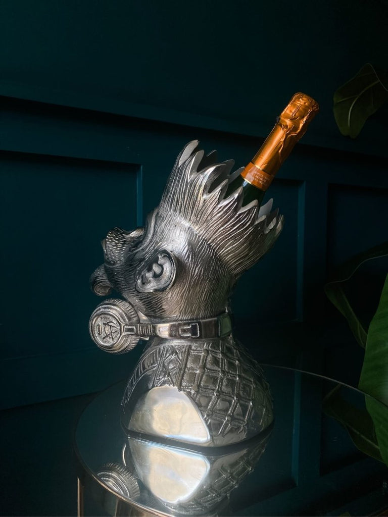 Silver Monkey Head Punk Bottle Holder - Punk & Poodle