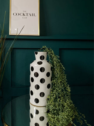 Spotty Black & White Vase - Punk & Poodle