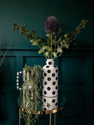 Stripe Black & White Handle Vase - Punk & Poodle