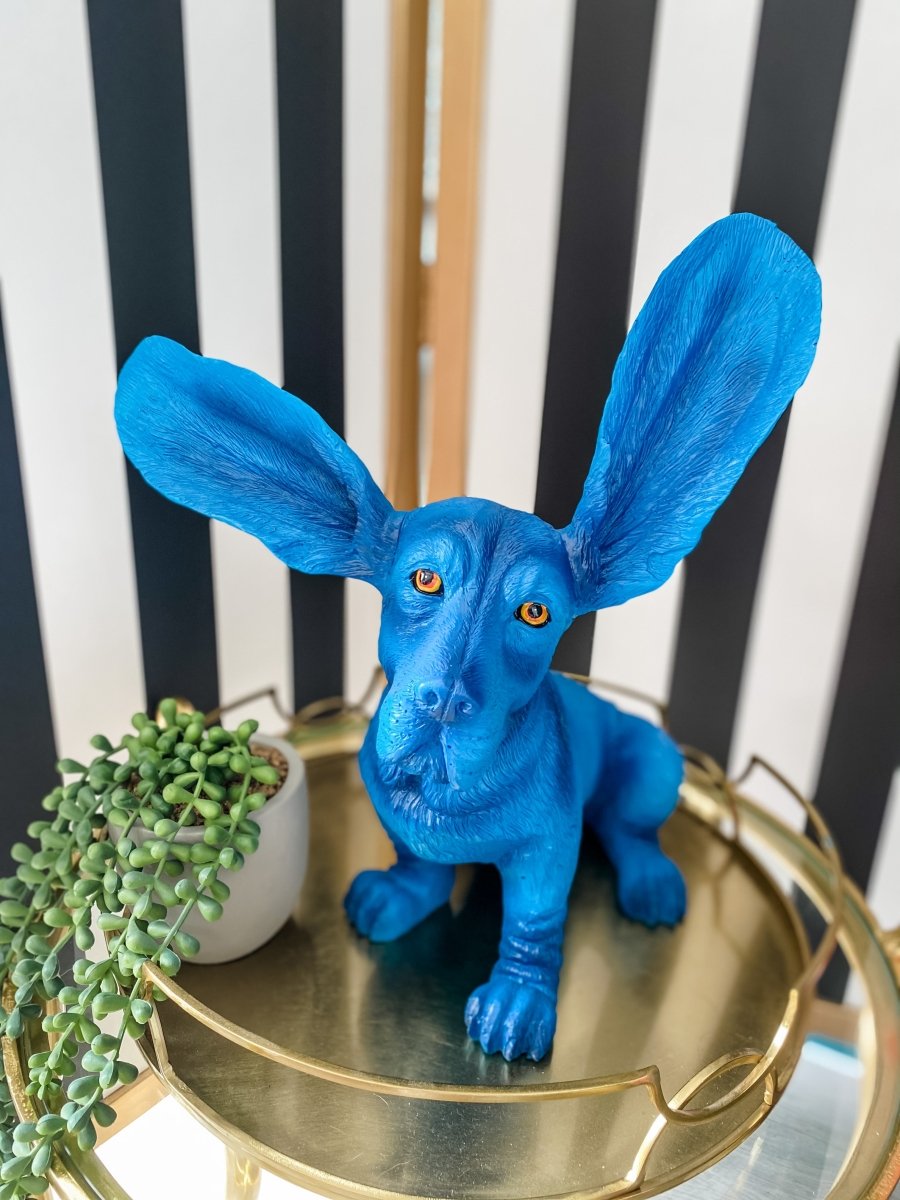 Surprised Basset Dog Statue | Electric Blue - Punk & Poodle