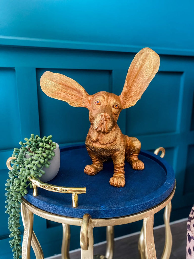 Surprised Basset Dog Statue | Gold - Punk & Poodle