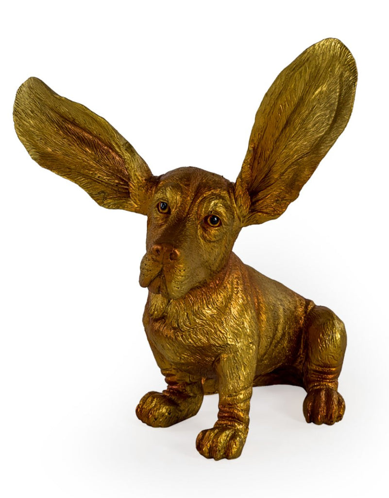 Surprised Basset Dog Statue | Gold - Punk & Poodle