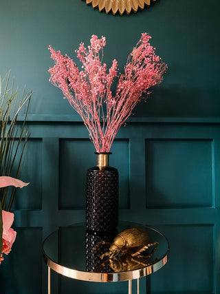 Textured Black & Gold Trim Glass Vase - Punk & Poodle