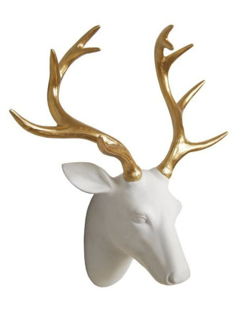 White and Gold Stag Head - Punk & Poodle
