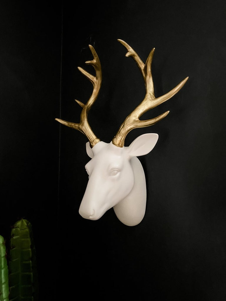 White and Gold Stag Head - Punk & Poodle